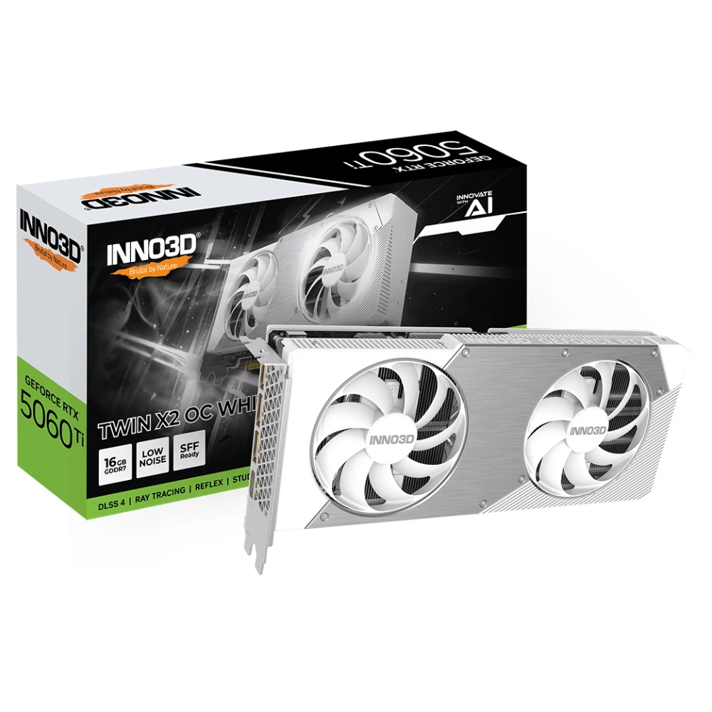 INNO3D Nvidia Graphic Card RTX 5060 Ti 16GB DDR7 Twin X2 OC White Dual Fan view 3